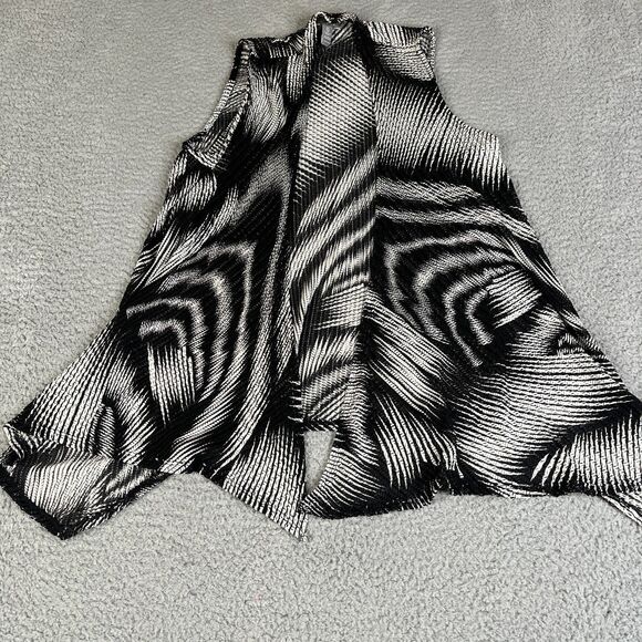 Chico's Travelers Cardigan Sweater Womens 0 White Black Small Open Front Coastal - Picture 1 of 8